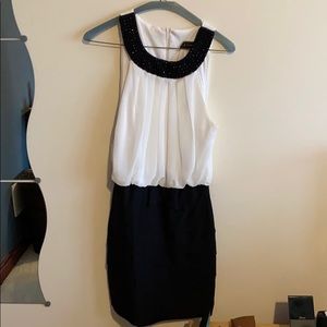 Occasion Dress, Black and White with halter neck